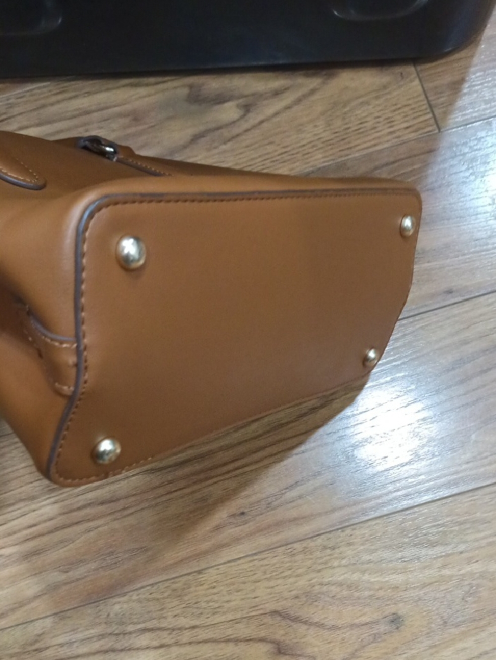 Nanette Lepore Brown Satchel with Gold Charm Chain - Picture 3 of 12